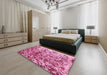 Machine Washable Abstract Violet Purple Rug in a Bedroom, wshabs1134