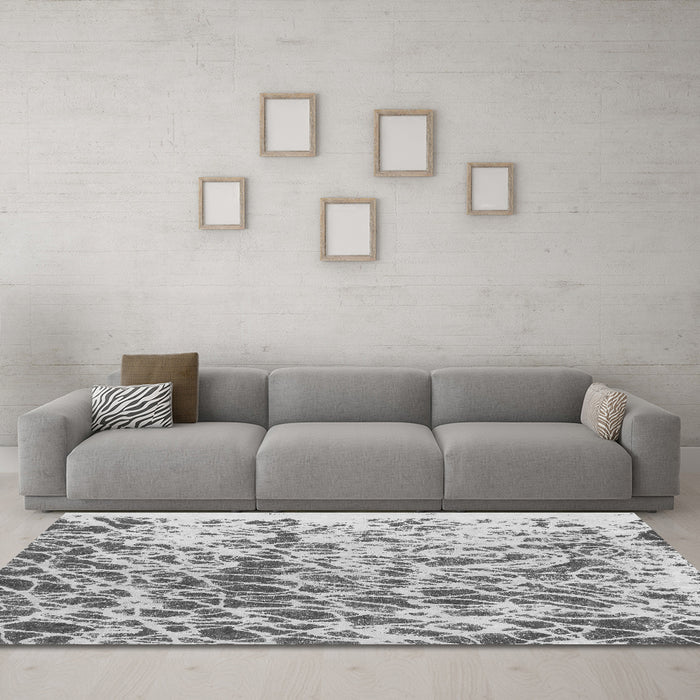 Machine Washable Abstract Gray Modern Rug in a Living Room,, wshabs1134gry