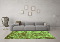 Machine Washable Abstract Green Modern Rug, wshabs1134grn