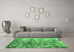 Machine Washable Abstract Emerald Green Modern Area Rugs in a Living Room,, wshabs1134emgrn