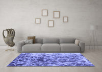 Machine Washable Abstract Blue Modern Rug, wshabs1134blu