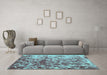 Machine Washable Abstract Turquoise Modern Area Rugs in a Living Room,, wshabs1134turq