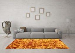 Machine Washable Abstract Yellow Modern Rug in a Living Room, wshabs1134yw