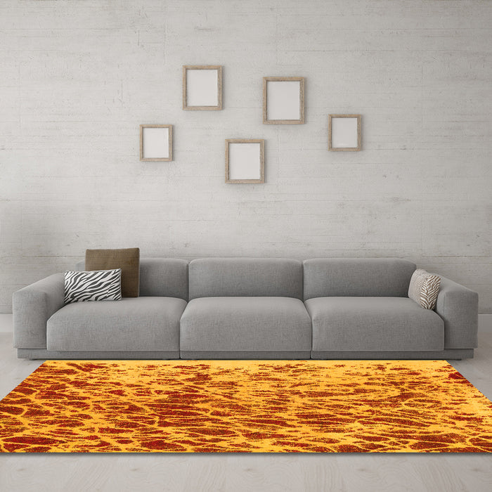 Machine Washable Abstract Yellow Modern Rug in a Living Room, wshabs1134yw