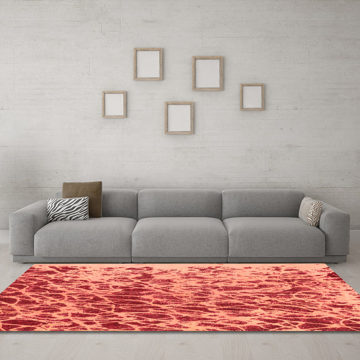Machine Washable Abstract Orange Modern Area Rugs in a Living Room, wshabs1134org