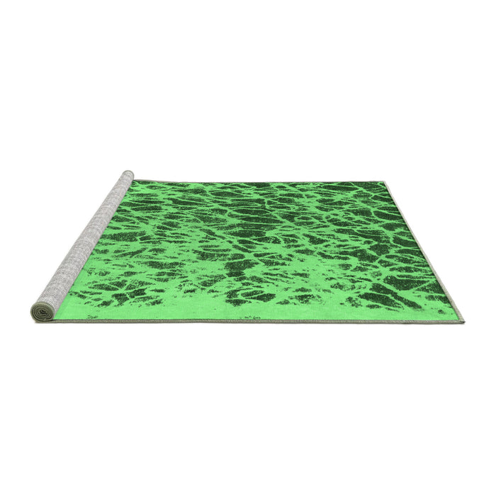 Sideview of Machine Washable Abstract Emerald Green Modern Area Rugs, wshabs1134emgrn