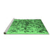 Sideview of Machine Washable Abstract Emerald Green Modern Area Rugs, wshabs1134emgrn