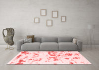 Machine Washable Abstract Red Modern Rug, wshabs1135red