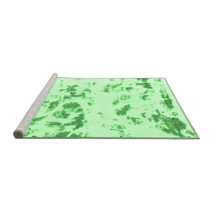 Sideview of Machine Washable Abstract Emerald Green Modern Area Rugs, wshabs1135emgrn