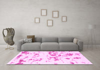 Machine Washable Abstract Pink Modern Rug, wshabs1135pnk