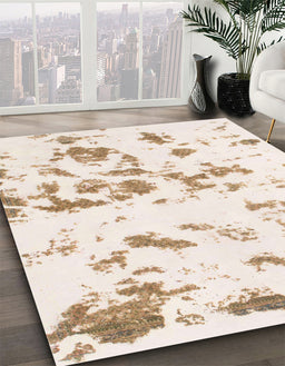 Machine Washable Abstract Champagne Beige Rug in a Family Room, wshabs1135