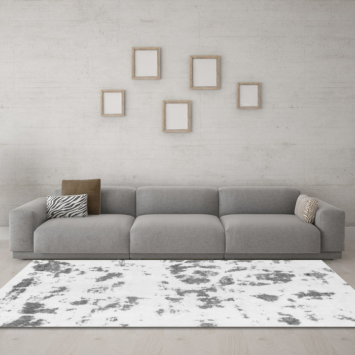 Machine Washable Abstract Gray Modern Rug in a Living Room,, wshabs1135gry