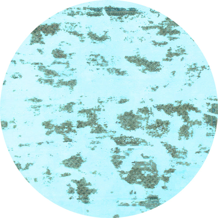 Round Abstract Light Blue Modern Rug, abs1135lblu