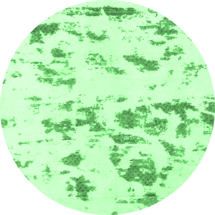Round Abstract Emerald Green Modern Rug, abs1135emgrn