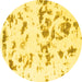 Round Abstract Yellow Modern Rug, abs1135yw