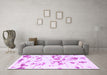 Machine Washable Abstract Purple Modern Area Rugs in a Living Room, wshabs1135pur