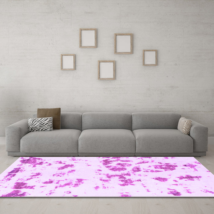 Machine Washable Abstract Purple Modern Area Rugs in a Living Room, wshabs1135pur