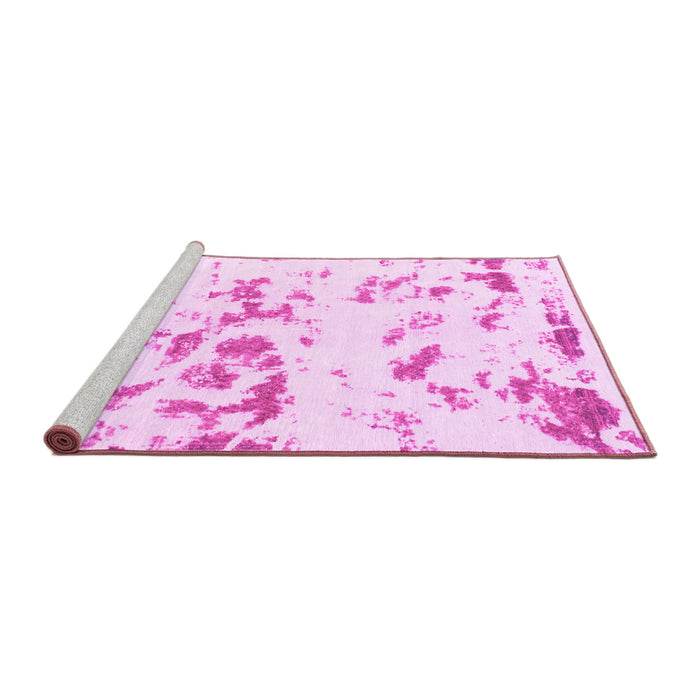 Sideview of Machine Washable Abstract Pink Modern Rug, wshabs1135pnk