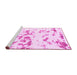 Sideview of Machine Washable Abstract Pink Modern Rug, wshabs1135pnk