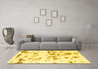 Machine Washable Abstract Yellow Modern Rug, wshabs1135yw