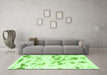 Machine Washable Abstract Green Modern Area Rugs in a Living Room,, wshabs1135grn