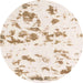 Round Machine Washable Abstract Champagne Beige Rug, wshabs1135