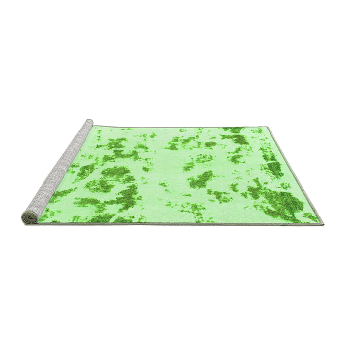 Sideview of Machine Washable Abstract Green Modern Area Rugs, wshabs1135grn
