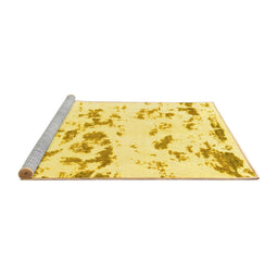 Sideview of Machine Washable Abstract Yellow Modern Rug, wshabs1135yw