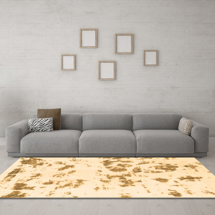 Machine Washable Abstract Brown Modern Rug in a Living Room,, wshabs1135brn