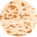 Round Machine Washable Abstract Orange Modern Area Rugs, wshabs1135org