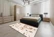 Machine Washable Abstract Champagne Beige Rug in a Bedroom, wshabs1135