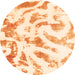 Round Machine Washable Abstract Orange Modern Area Rugs, wshabs1136org