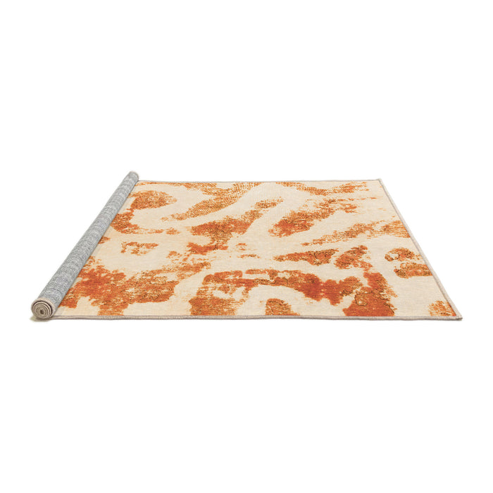 Sideview of Machine Washable Abstract Orange Modern Area Rugs, wshabs1136org