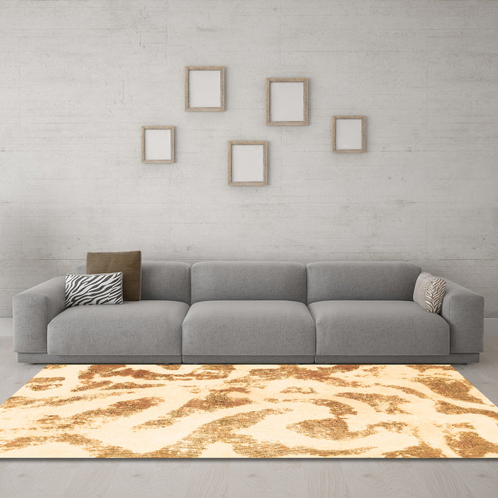 Machine Washable Abstract Brown Modern Rug in a Living Room,, wshabs1136brn