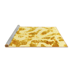 Sideview of Machine Washable Abstract Yellow Modern Rug, wshabs1136yw