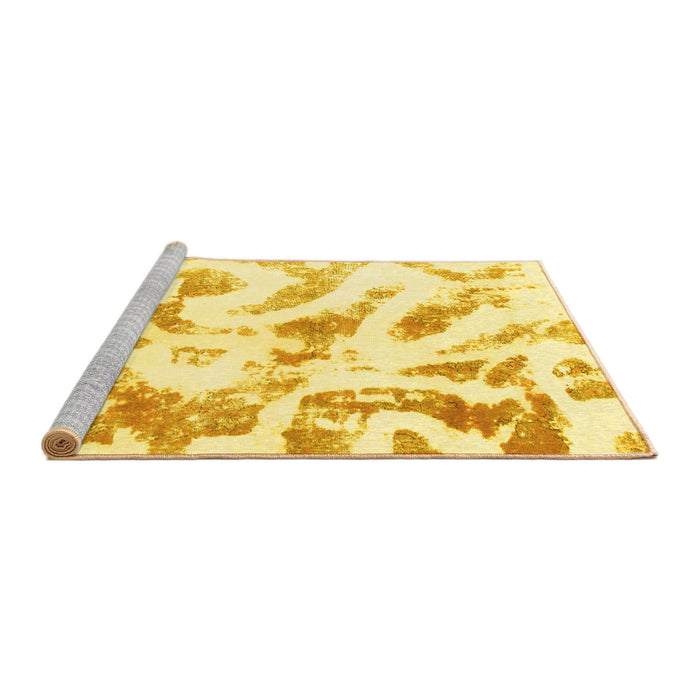 Sideview of Machine Washable Abstract Yellow Modern Rug, wshabs1136yw