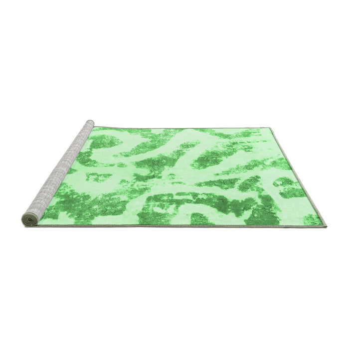 Sideview of Machine Washable Abstract Emerald Green Modern Area Rugs, wshabs1136emgrn