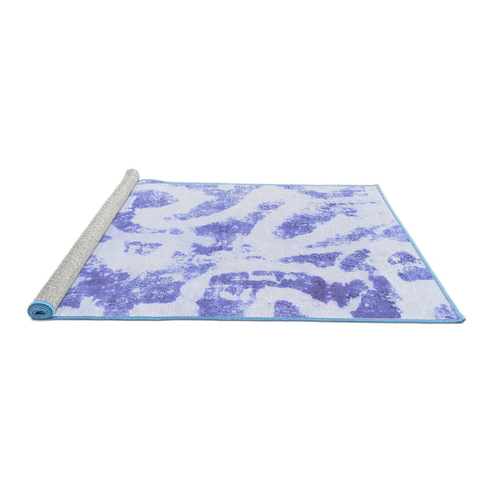 Sideview of Machine Washable Abstract Blue Modern Rug, wshabs1136blu
