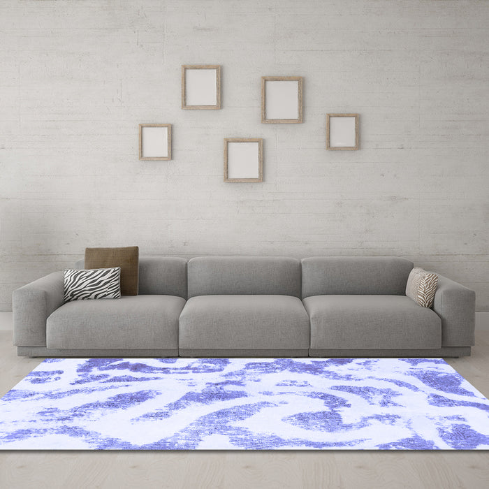 Machine Washable Abstract Blue Modern Rug in a Living Room, wshabs1136blu