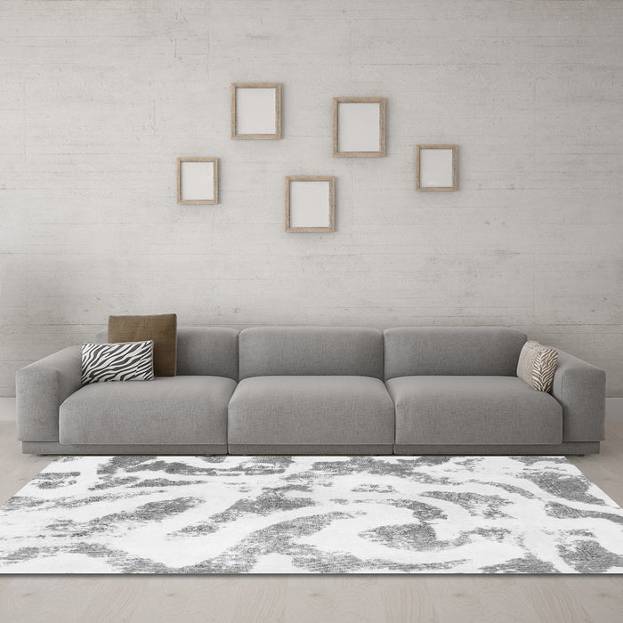 Machine Washable Abstract Gray Modern Rug in a Living Room,, wshabs1136gry