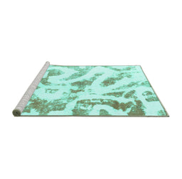 Sideview of Machine Washable Abstract Turquoise Modern Area Rugs, wshabs1136turq