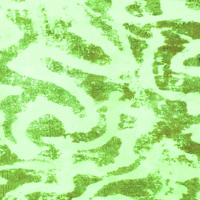 Square Machine Washable Abstract Green Modern Area Rugs, wshabs1136grn