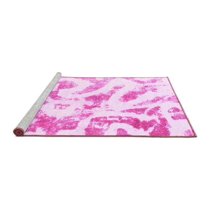 Sideview of Machine Washable Abstract Pink Modern Rug, wshabs1136pnk