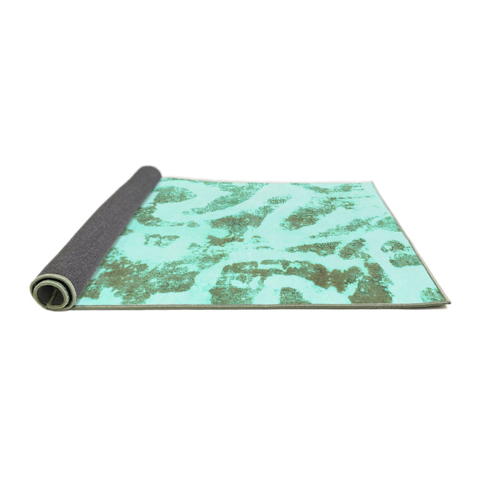 Sideview of Abstract Turquoise Modern Rug, abs1136turq