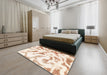 Machine Washable Abstract Blanched Almond Beige Rug in a Bedroom, wshabs1136