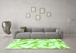 Machine Washable Abstract Green Modern Area Rugs in a Living Room,, wshabs1136grn