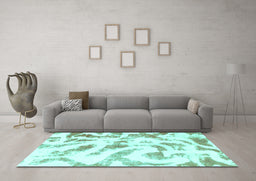 Machine Washable Abstract Turquoise Modern Area Rugs in a Living Room,, wshabs1136turq