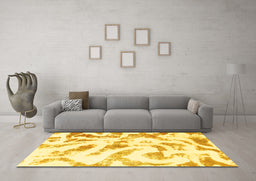Machine Washable Abstract Yellow Modern Rug in a Living Room, wshabs1136yw