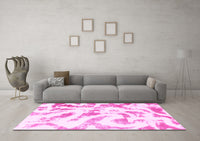 Machine Washable Abstract Pink Modern Rug, wshabs1136pnk