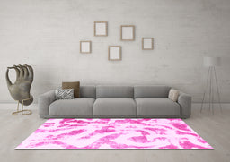 Machine Washable Abstract Pink Modern Rug in a Living Room, wshabs1136pnk